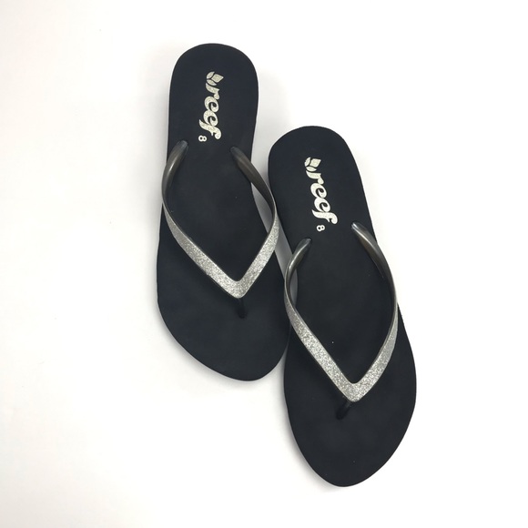 reef flip flops silver